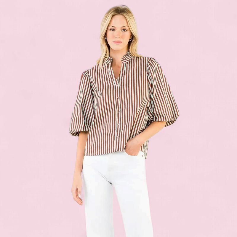 THML Blue/Brown Stripe Top