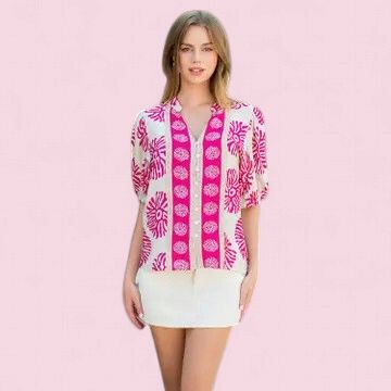 THML Magenta Puff Sleeve