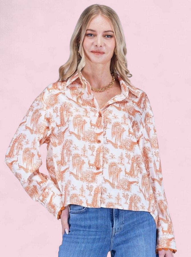 Joy Joy Parisian Garden Crop Blouse