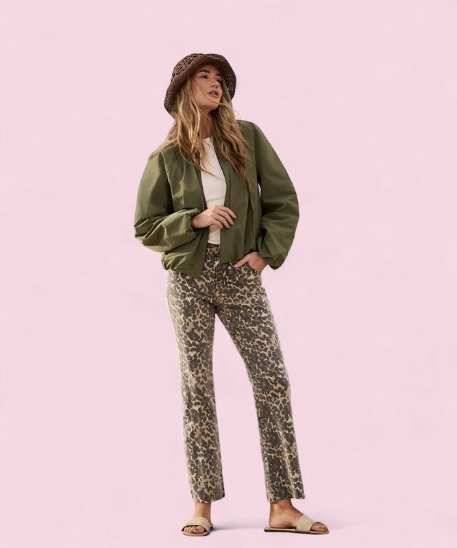 Kelsey HR Ankle Flare Jean-Animal Print