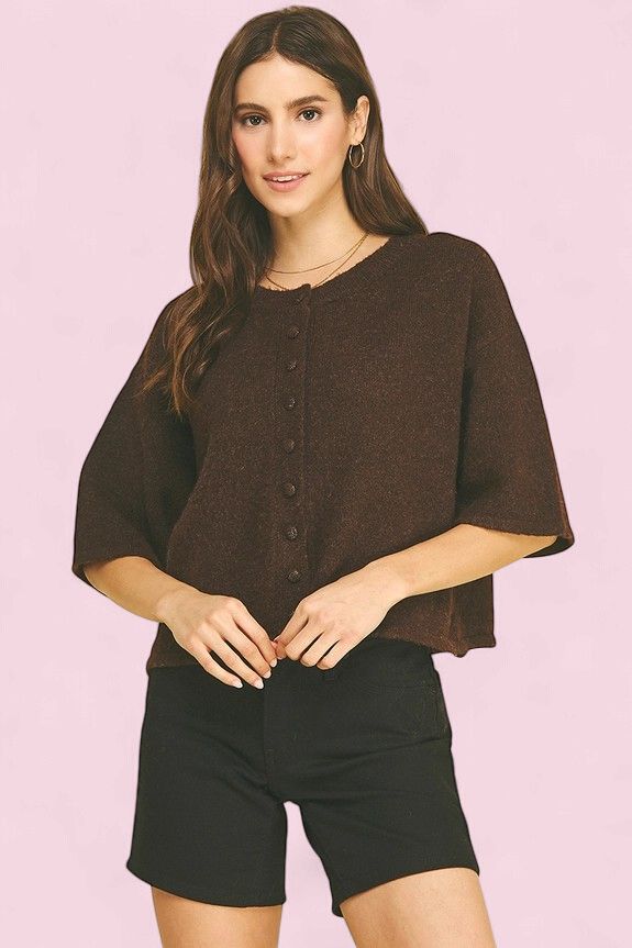 Pinch Espresso Button Down Sweater