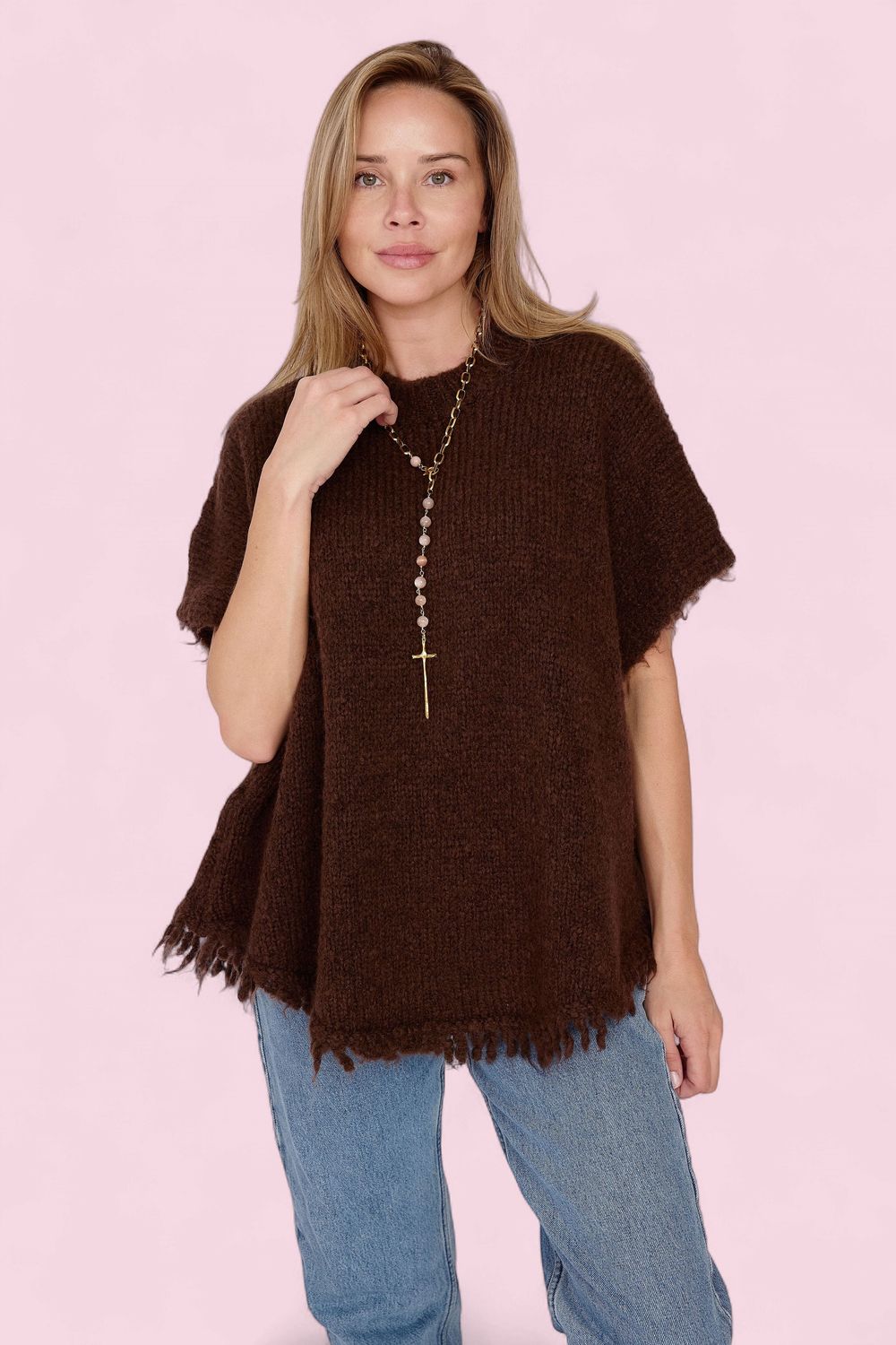 Theresa Knit Fringe Poncho