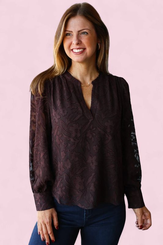 Current Air Floral Jacquard Blouse
