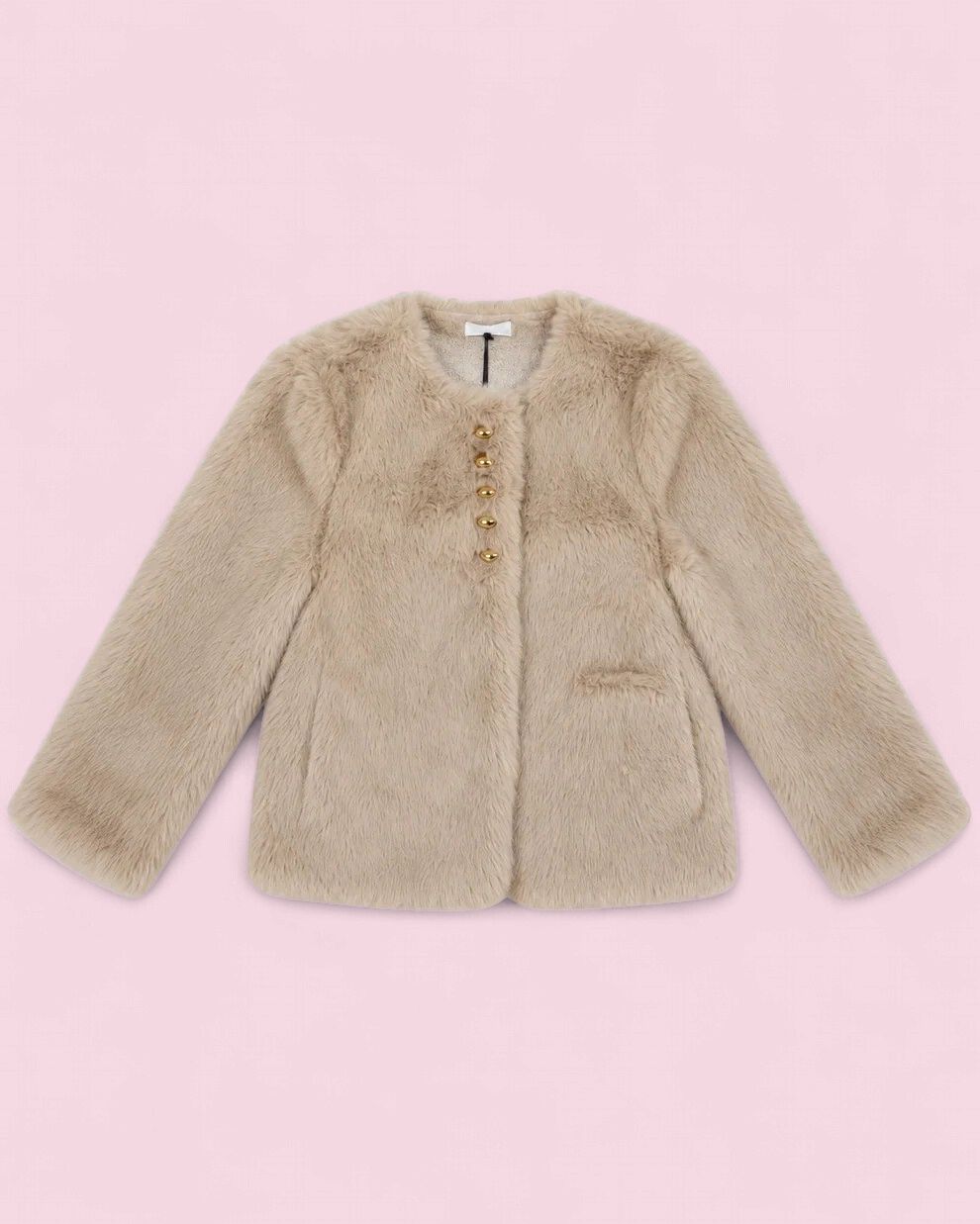 THML Cream Faux Fur Jacket