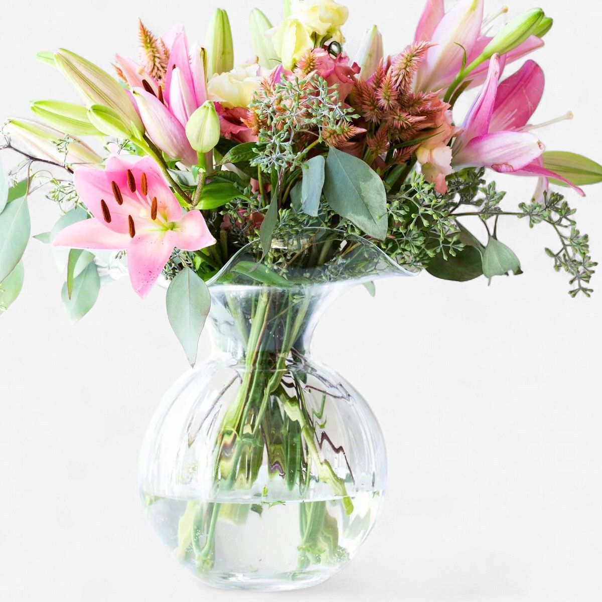 Vietri Hibiscus Large Clear Fluted Vase
