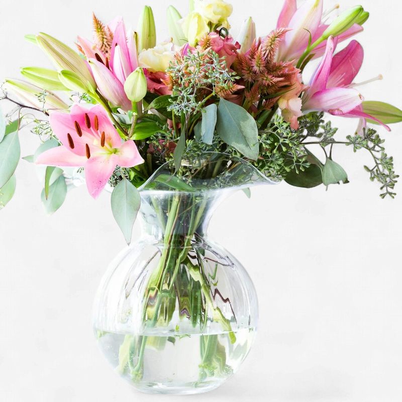 Vietri Hibiscus Large Clear Fluted Vase-Dettmer