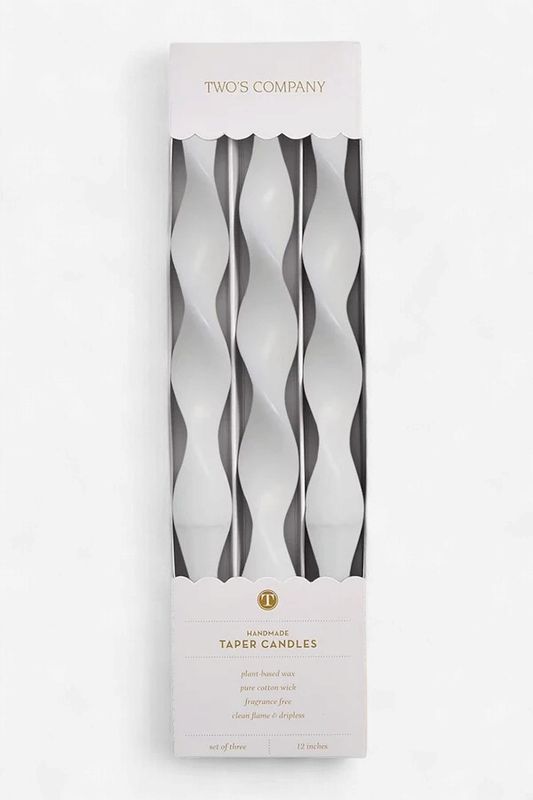 Two's Co. White 12" Twist Taper Candles-Dettmer