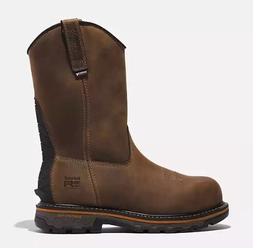 Mens Brown Round Toe True Grit Waterproof Composite Toe Pullon Boot, Size: 7, Width: M