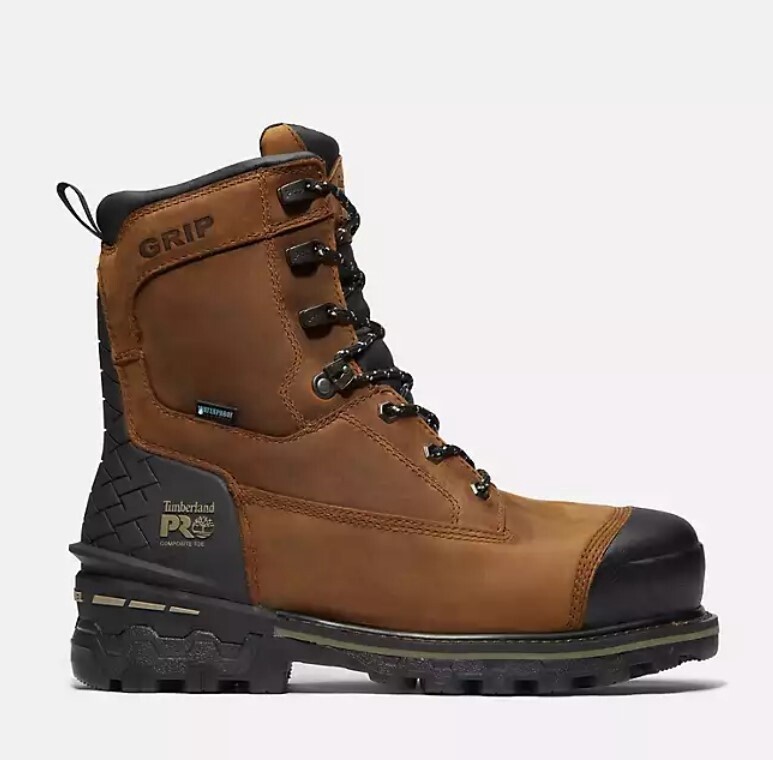Men&#39;s 8&quot; Distressed Brown Boondock Waterproof Composite Toe Boot, Size: 7, Width: M
