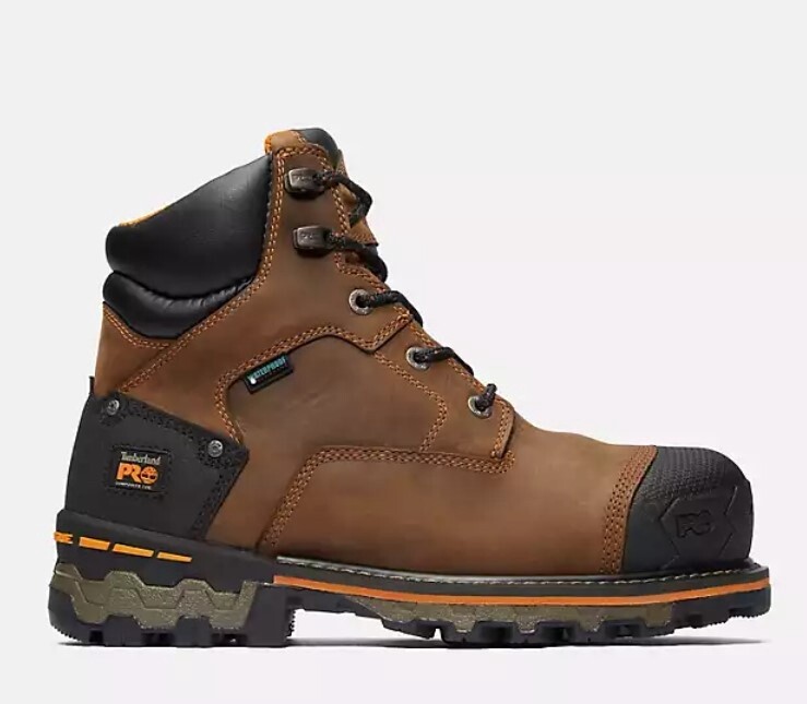 Mens 6&quot; Distressed Brown Boondock Waterproof Composite Toe Boot, Size: 7, Width: M