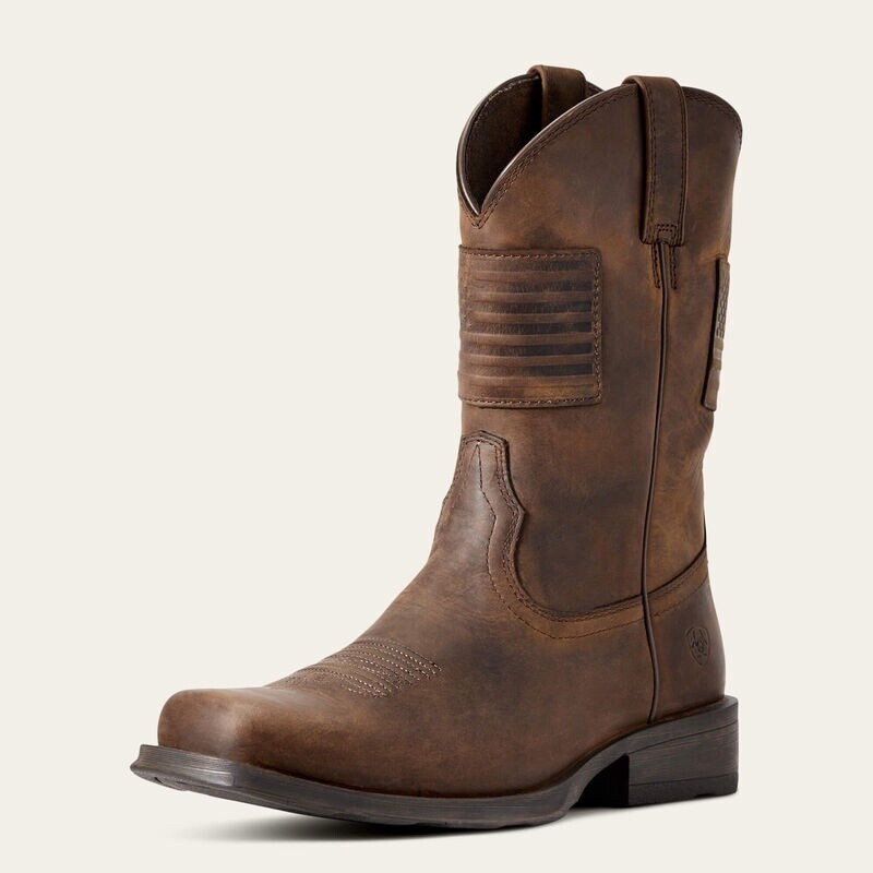 Rambler Patriot Distressed Brown Western Boot, Size: 8.5, Width: D