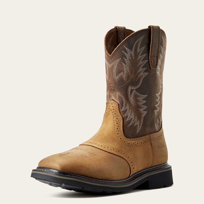 Aged Bark Sierra Wide Square Toe Work Boot, Size: 7, Width: D
