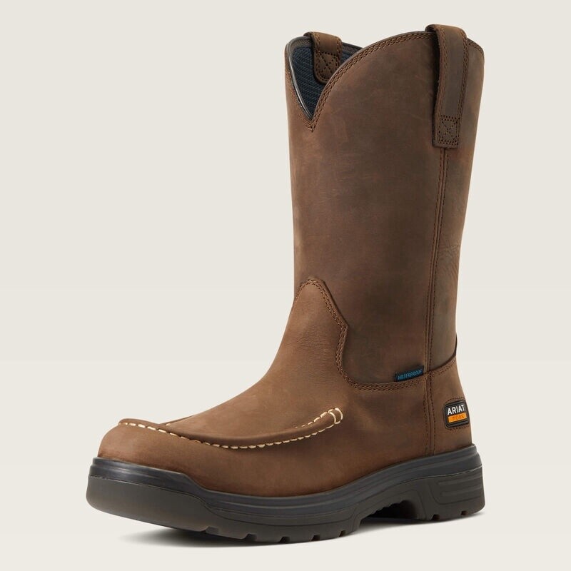 Mocha Turbo Moc Toe Waterproof Work Boot, Size: 8, Width: D