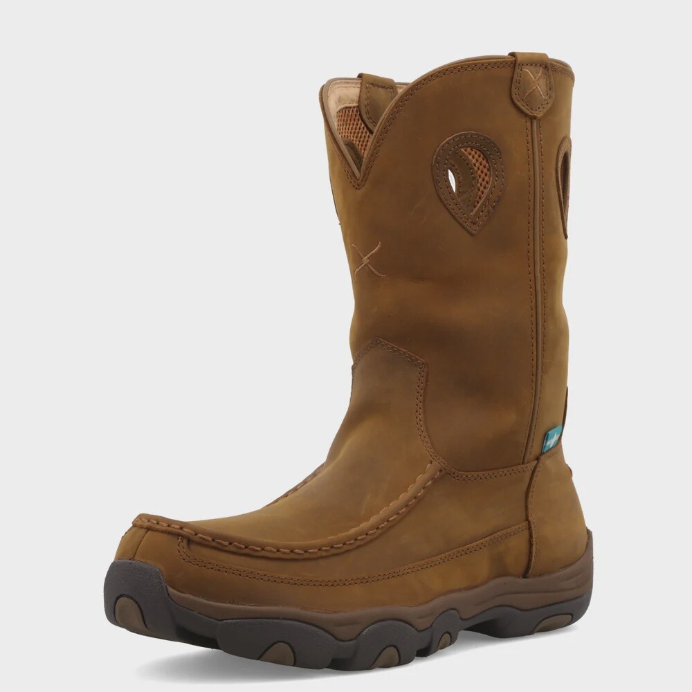 Distressed Saddle &amp; Saddle 11&quot; Pull On Waterproof Hiker Boot