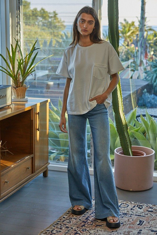 Lay Around  SS Tee, Color: Off White, Size: SML