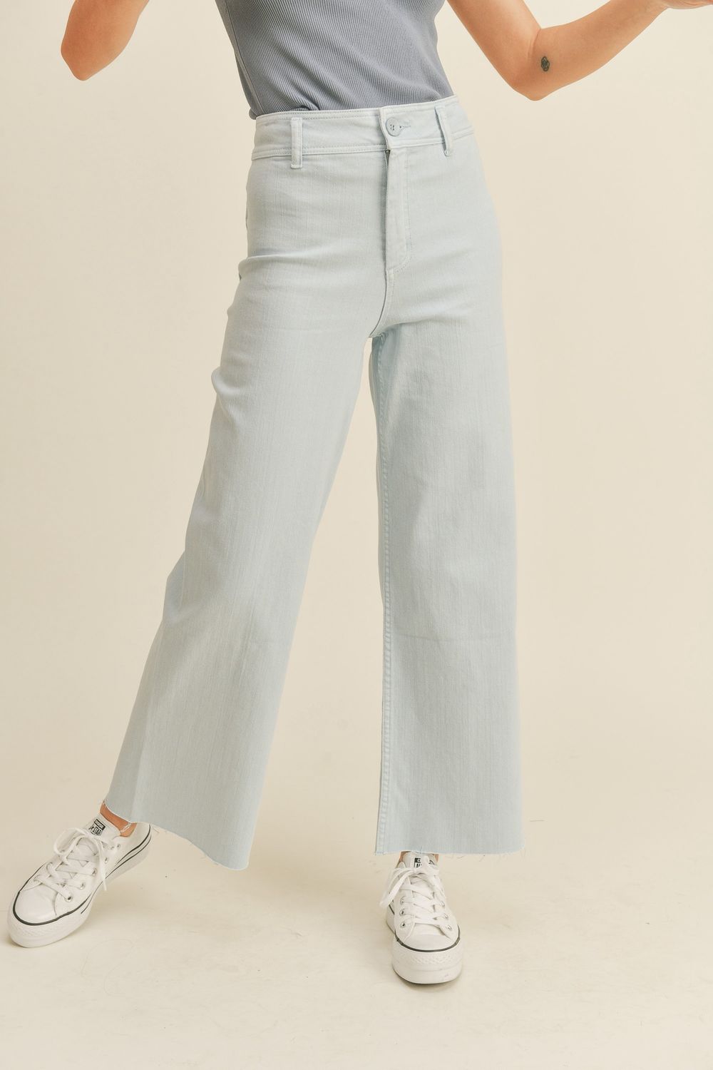 Right Behind You Wide Leg Pants- Lt Denim