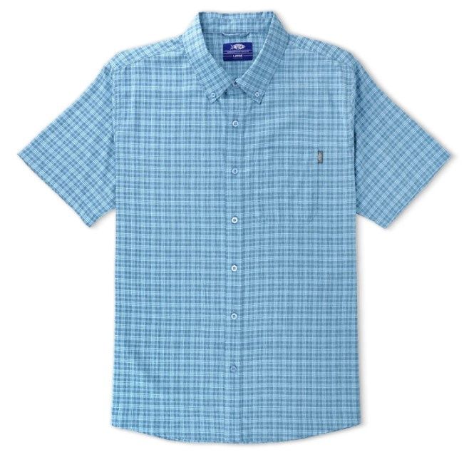 Dorsal Short Sleeve Button Down Shirt, Color: AFBL-Air Force Blue, Size: MED