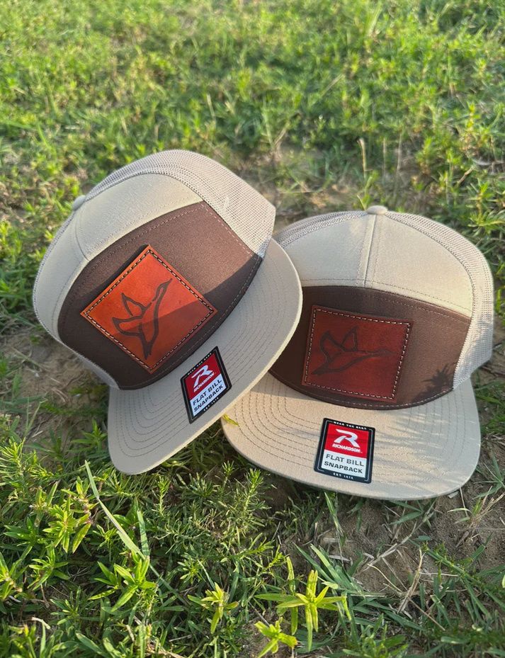 7-Panel Leather Patch Hat - Khaki/Coffee