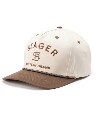 Branded Snapback Hat - Cream/Brown