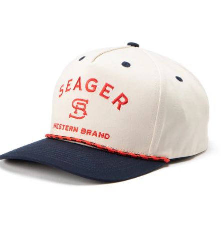 Branded Snapback Hat - Cream/Navy