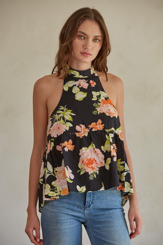 Amelee Halter Top, Color: Black Multi, Size: SML