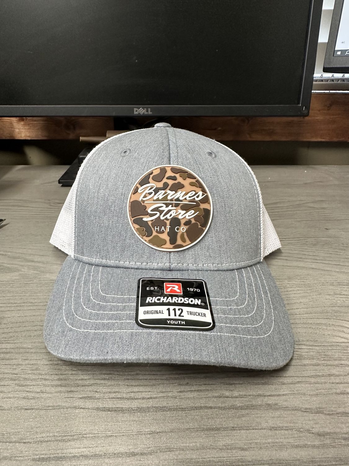 Youth Camo Rubber Patch Trucker - Grey/White