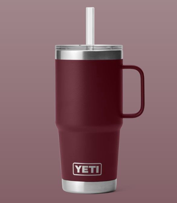 Rambler 25oz Straw Lid Mug, Color: Wild Vine Red