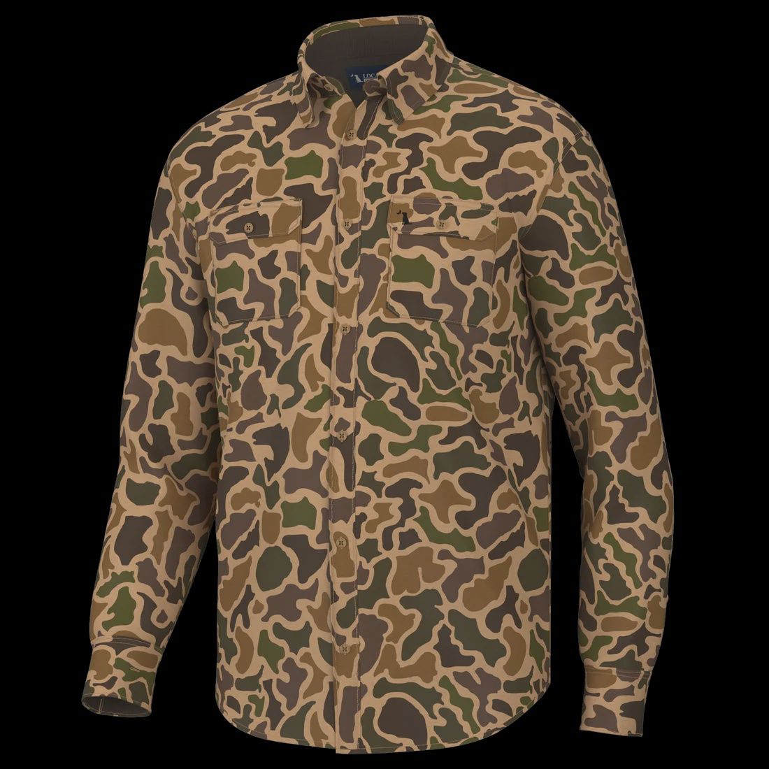 Camo LS Button Up, Color: OSC-Old School Camo, Size: SML