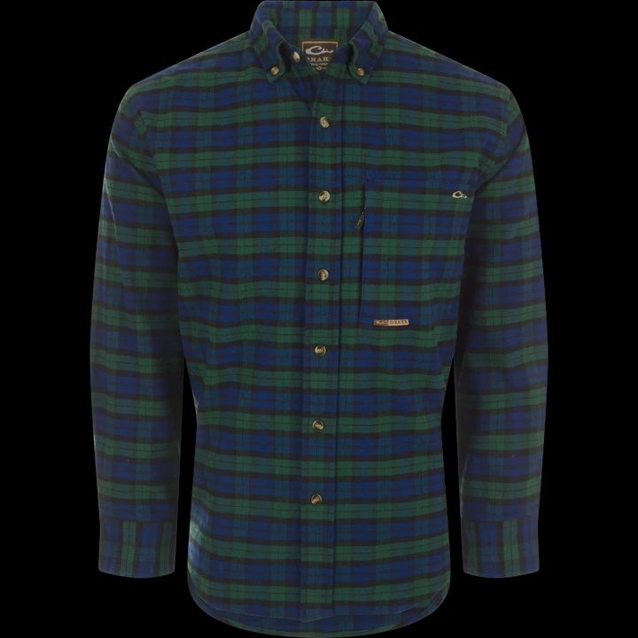 Autumn Brushed Twill Trad Plaid LS Shirt, Color: Black Watch, Size: MED