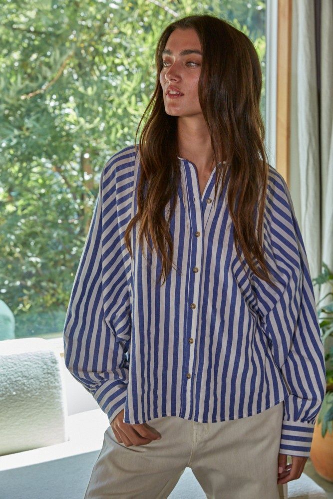 Joaquin LS Button Down Shirt, Color: Blue White, Size: SML