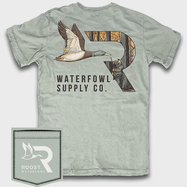 Roost Logo Short Sleeve Tee, Color: Bay, Size: SML