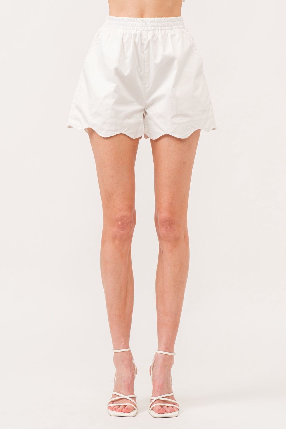 Ricki Scallop Detail Shorts, Size: SML, Color: Off White