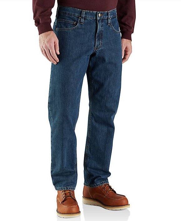Relaxed Fit Flannel Lined 5-Pocket Jean, Color: H45-Canal, Waist: W30, Length: L30