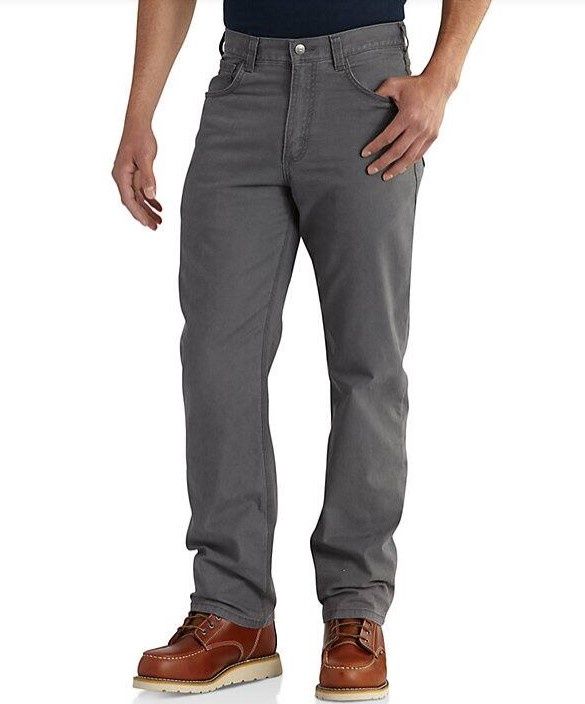 Rugged Flex® Relaxed Fit Canvas 5-Pocket Work Pant, Color: 039-Gravel, Waist: W28, Length: L30