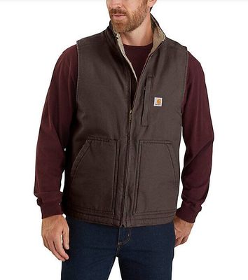 Men's Sherpa Lined Washed Duck Mock Neck Vest
