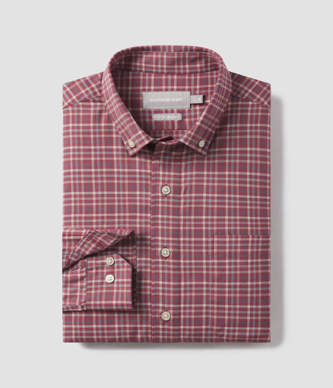 Samford Check Long Sleeve Shirt, Color: 1524-Red Mahogany, Size: SML