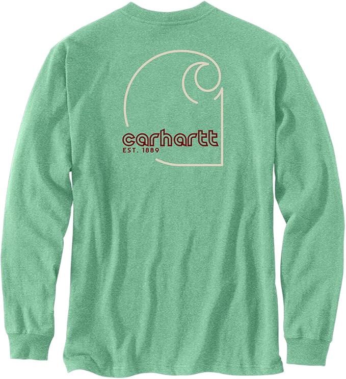 Loose Fit Heavyweight LS Pocket Graphic Tshirt, Color: GI1-Patina Heather, Size: 2XL, Length: REG