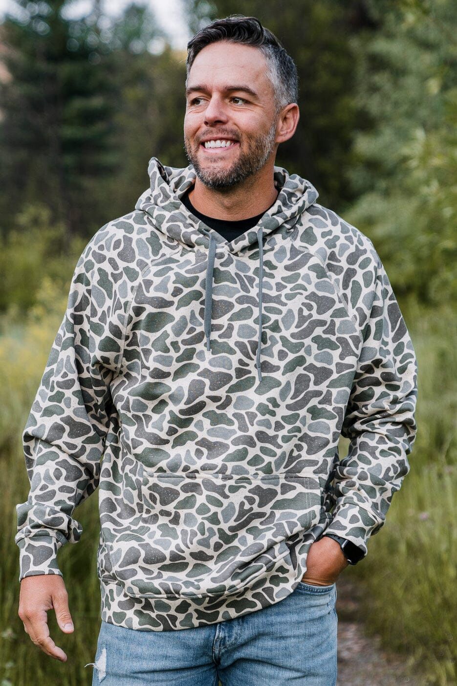 Fleece Hoodie, Color: Classic Deer Camo, Size: SML
