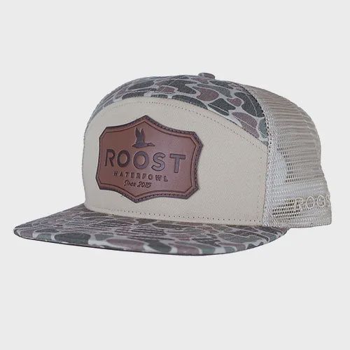 Roost Camo 7 Panel Shield Leather Patch Hat