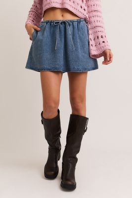 Staying Out Flare Denim Skirt