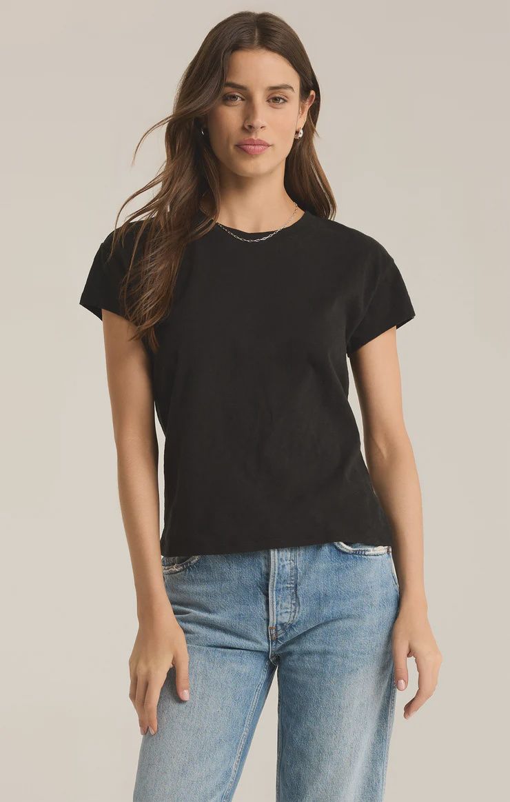Modern Slub Short Sleeve Tee, Color: Black, Size: XSM