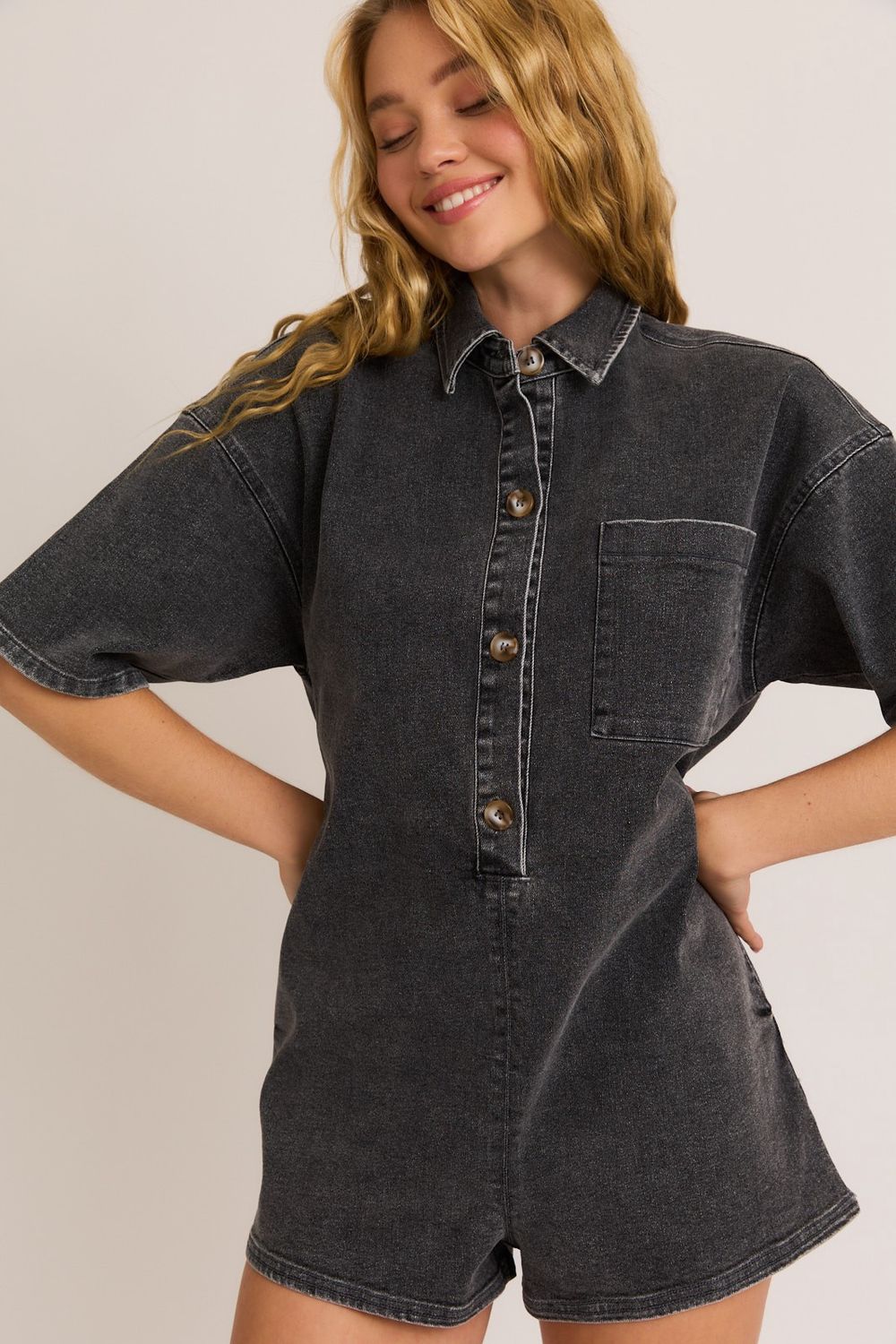 Prove Them Right Denim Romper