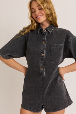 Prove Them Right Denim Romper