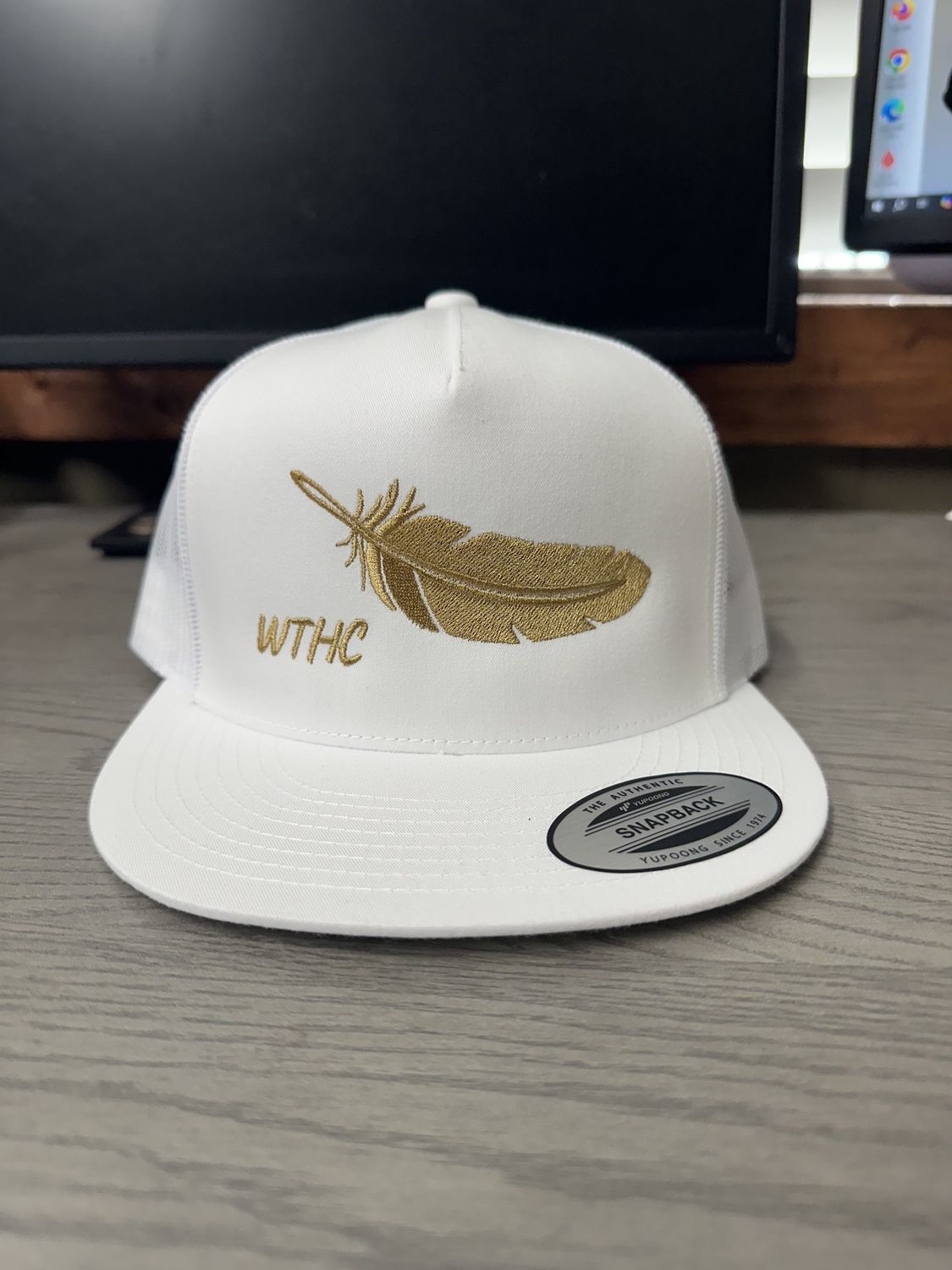 Western Threads Gold Feather Trucker Hat, Color: 6006 White