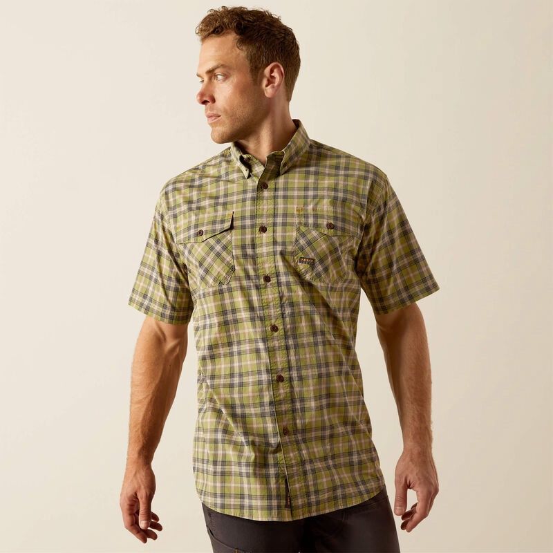 Men&#39;s Rebar Made Tough DuraStretch SS Work Shirt - Silver Mink