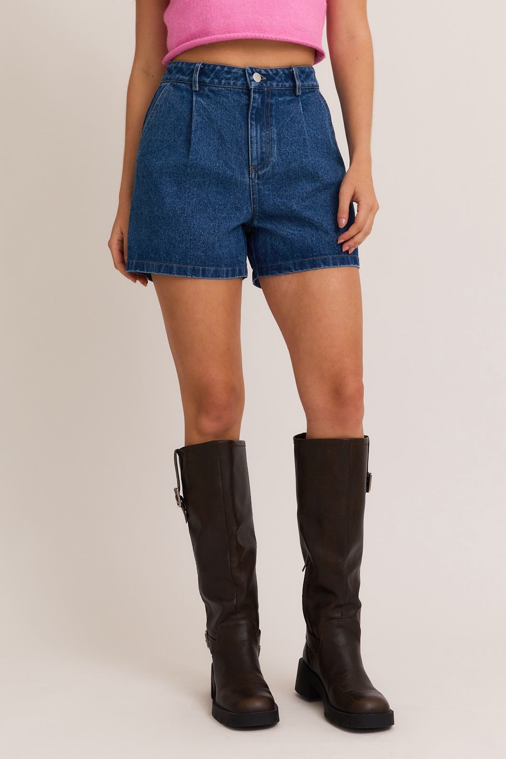Going On Pleated Denim Shorts