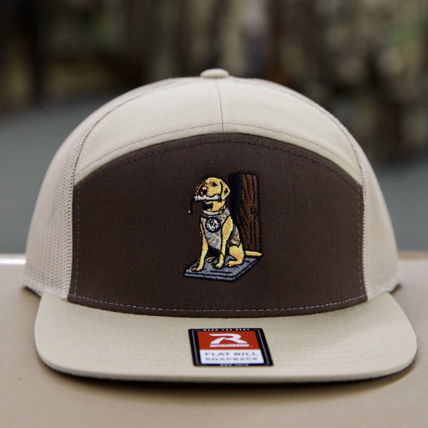 Yellow Lab &amp; Bumper 7-Panel Hat - Brown/Khaki