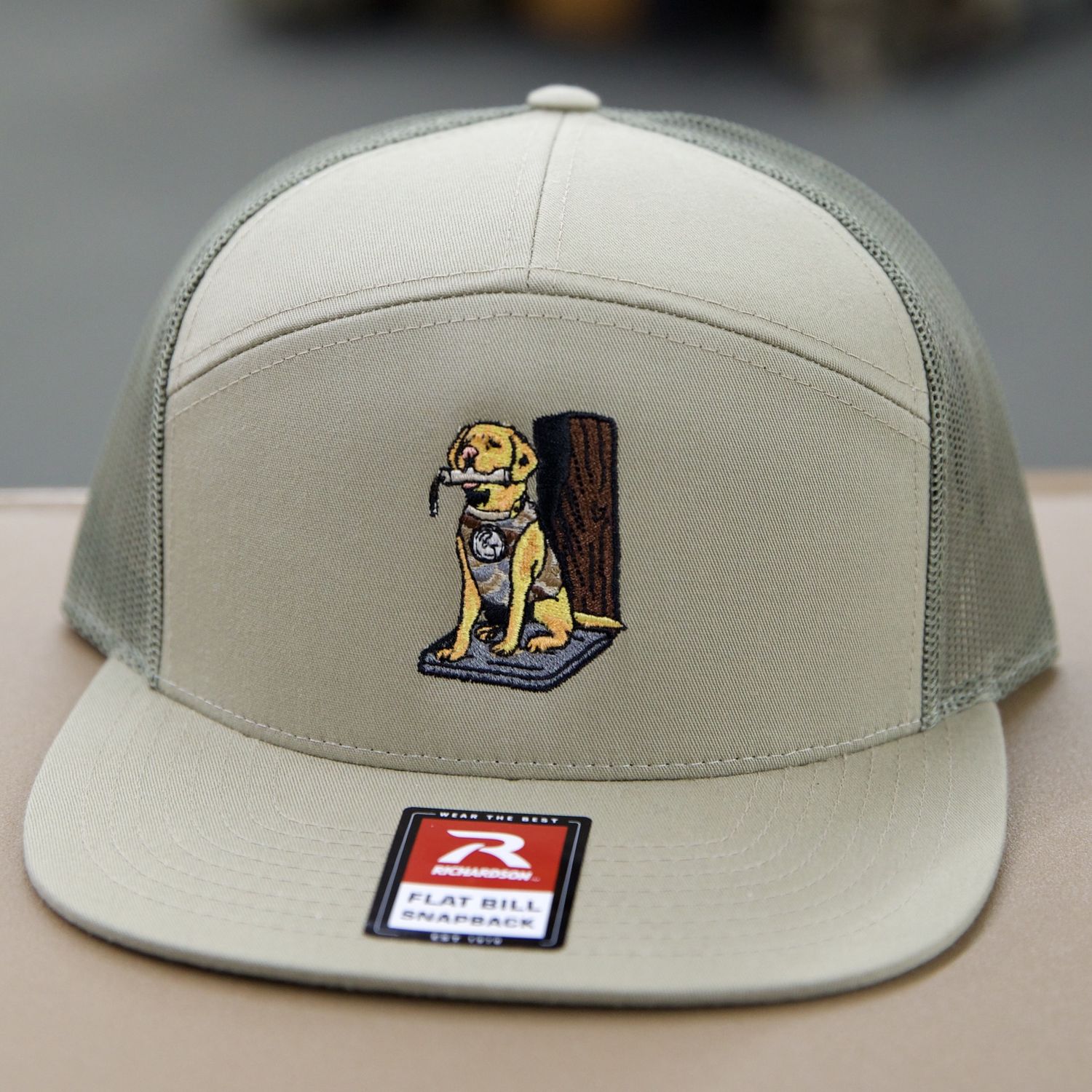 Yellow Lab &amp; Bumper 7-Panel Hat - Khaki/Loden