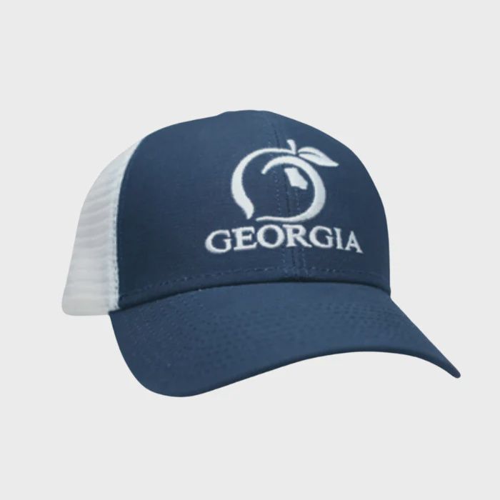 Youth Georgia Original Mesh Back Trucker Hat - Navy/White