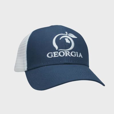 Youth Georgia Original Mesh Back Trucker Hat - Navy/White